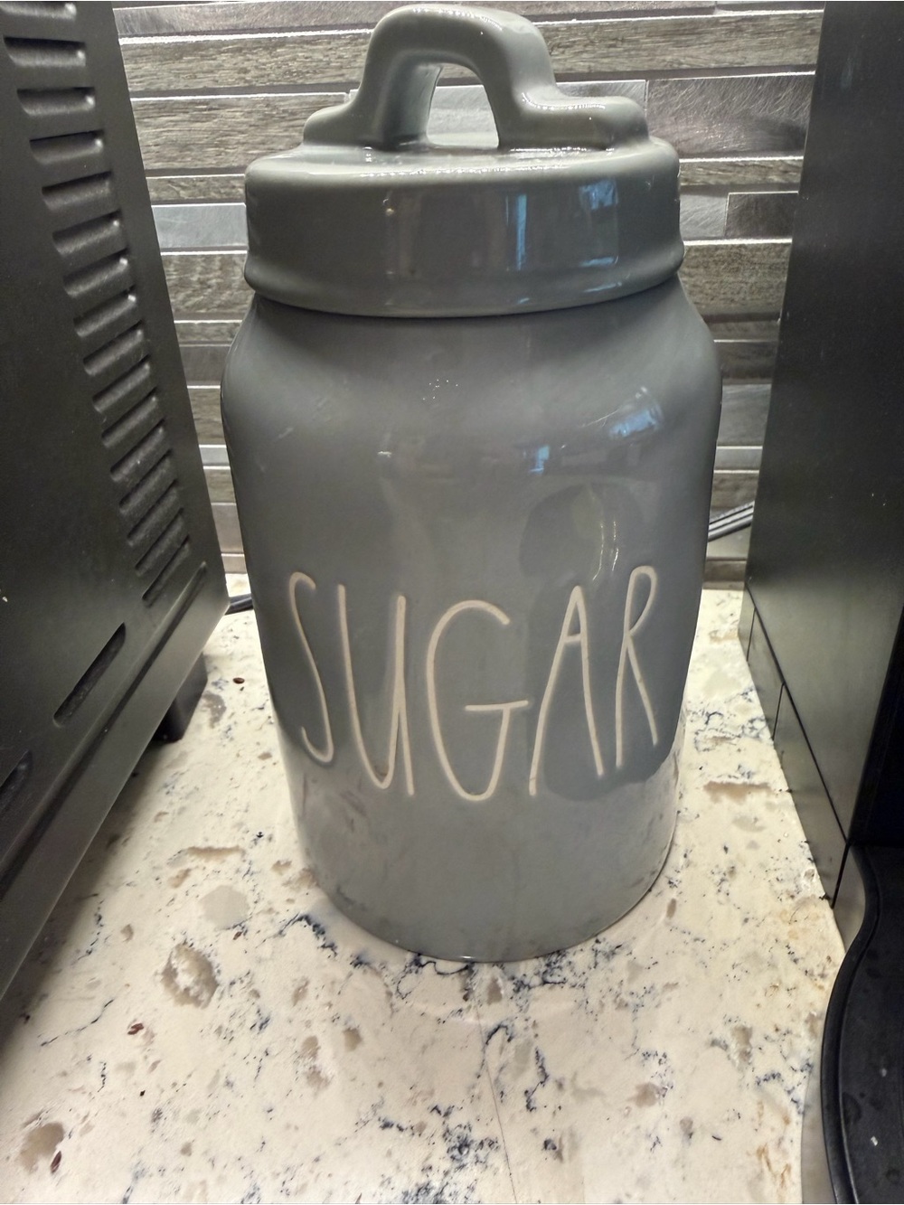Rae Dunn Gray Ceramic Sugar Canister with Lid
